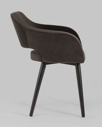 Стул с подлокотниками Саймон велюр Темно-коричневый_2
