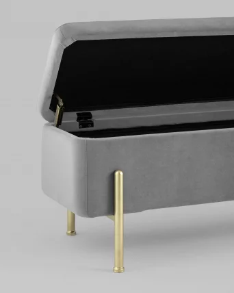 Банкетка с ящиком Болейн gold велюр Серый_4