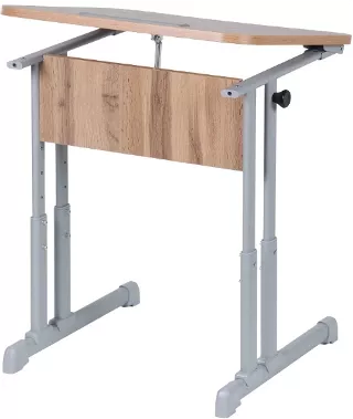 Парта одноместная эргономичный с углом наклона и пеналом (рост 3-7) Серый/Металл Серый_0