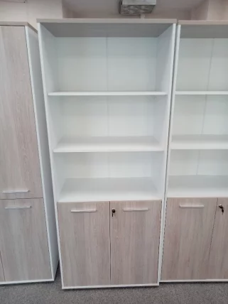 Шкаф 4 широкий верх открытый, низ закрытый Deka 10.19.111 Дуб Сантана светлый/Белый_7