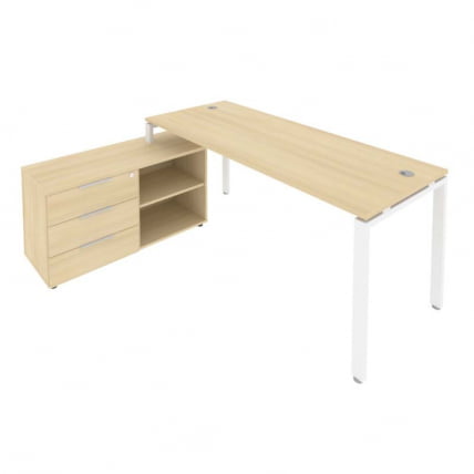 Рабочая станция на П-образном м/к с опорной тумбой левая Metal System БП.РС-СТС-2.5 Л Акация/Белый_0