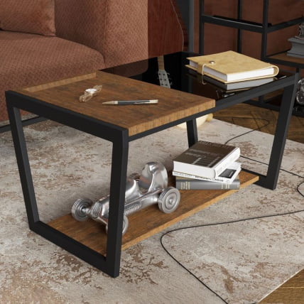 Стол журнальный Трисс Дуб американский / Черная лакобель / Черный_4