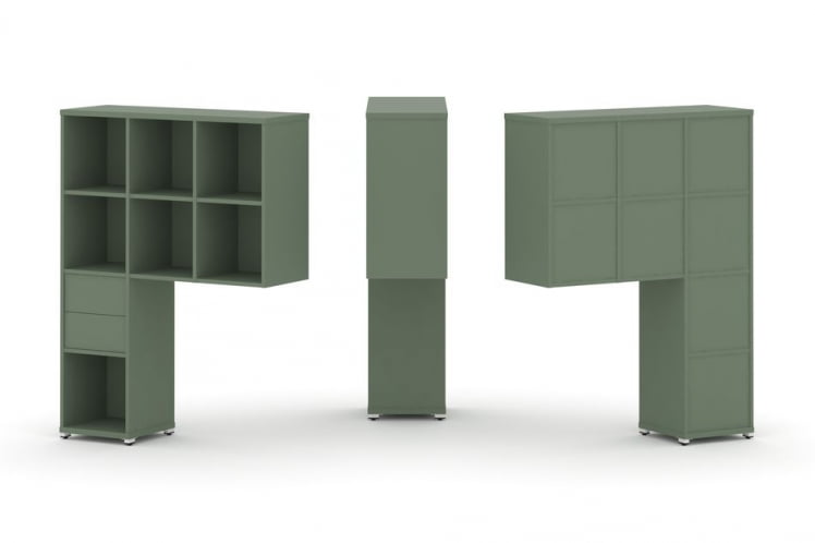 Надставка на стол высокая односторонняя + задняя стенка (8 шт.) + блок с 2-мя ящиками (1 шт.) CONCEPT CN.ONV-002 Кобо Белый металл_0