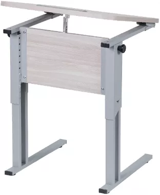 Парта одноместная рост 6 эргономичная с углом наклона и пеналом Дуб Вотан/Металл Серый_0
