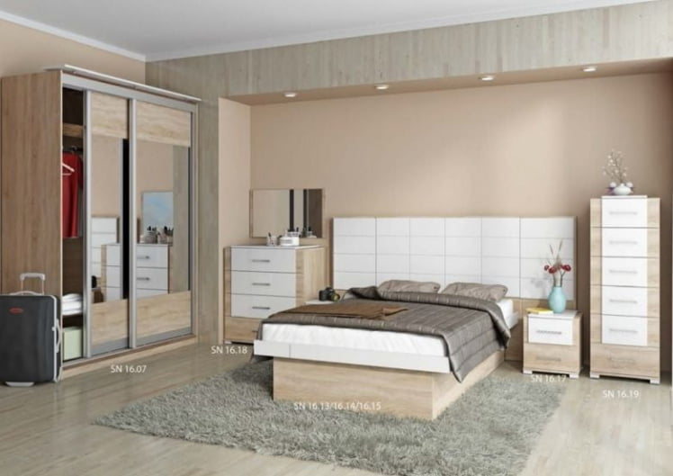 Спальня №2 Импульс SN16 Дуб сонома/белый глянец_0