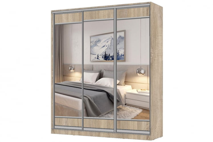 Шкаф-купе 3-х дверный Виктория 2000х584х2300, Дуб сонома светлый 20ДЛЗЛДЛЗЛДЛЗЛ-ПЯШШ-Дсс 310-3132_0