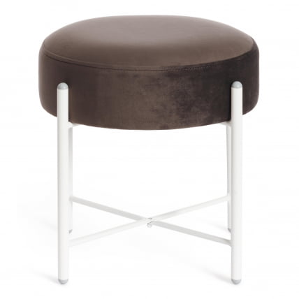 Банкетка AMBER металл, ткань, 41*41*40 см, темно-коричневый/белый_1