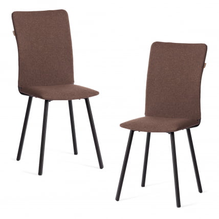 Стул обеденный La Rousse (2 шт. в упаковке) NEW, ткань рогожка, коричневый/черный, 3М7-147, 45х55х93 см_0
