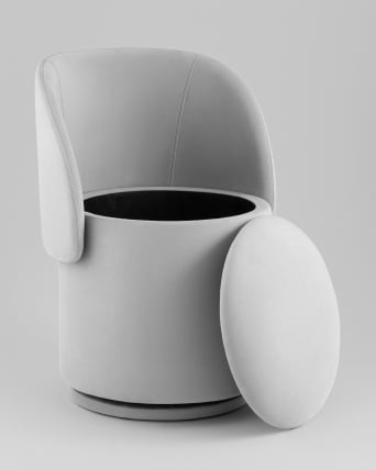 Пуф-трансформер Таунсвилл вращающийся с ящиком велюр светло-серый_6