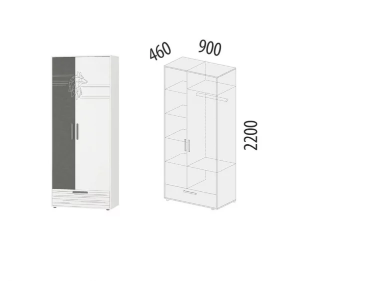 Шкаф для одежды с полками и штангой Аляска 501.01_1