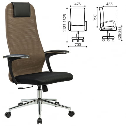 Кресло руководителя BRABIX PREMIUM Ultimate EX-801 хром Черное/коричневое_0