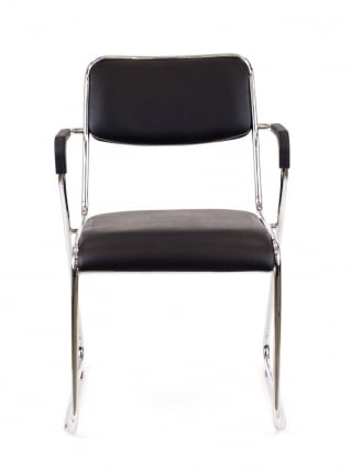 Кресло для посетителей Everprof Fix Plus Chrome экокожа Черный_2