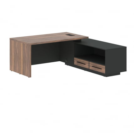 Стол руководителя правый VELION VENEER VRCT 1919 R Американский орех Яшма черная_0