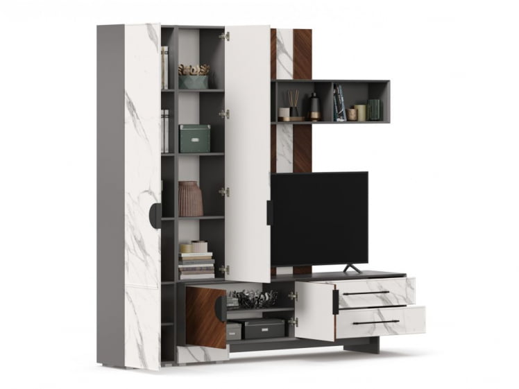 Набор мебели для гостиной Вилена №2 Оникс Серый/Орех/Монте белый_5