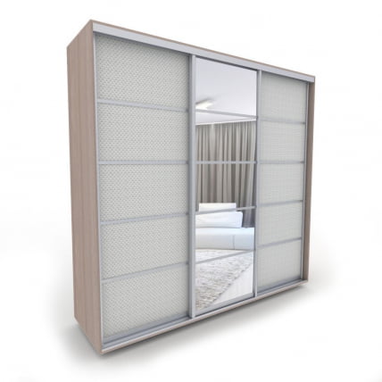 Шкаф-купе 3-х дверный Акцент-Квадро КВ 1800х600 Шимо светлый/хром_0