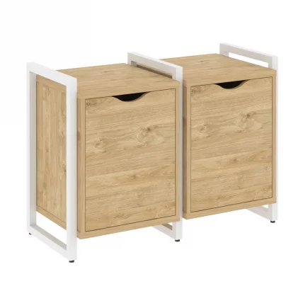 Тумба на регулируемых опорах наборная. Вариант №2 LOFT VR.L-TN-2.O Металл белый Тиквуд светлый_0