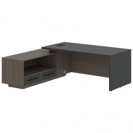 Стол руководителя левый VELION VCT 2119 L Яшма черный Дуб Сильвер_0