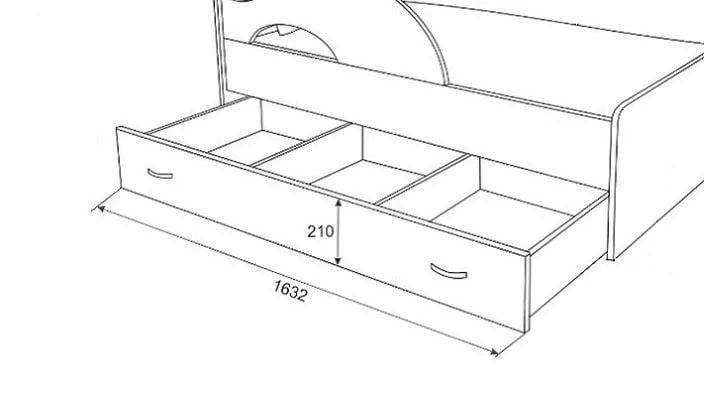 Ящик для кровати 160 РАДУГА Дуб млечный / Оранжевый_1