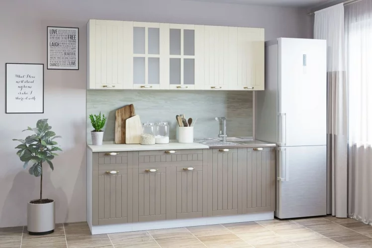 Гарнитур кухонный ПРОВАНС В 1 (накладная мойка) реалвуд безе/шалфей_0