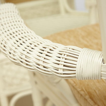 Комплект обеденный ANDREA GRAND (стол со стеклом+6 кресел+ подушки) TCH White (белый), Ткань рубчик, цвет кремовый_17