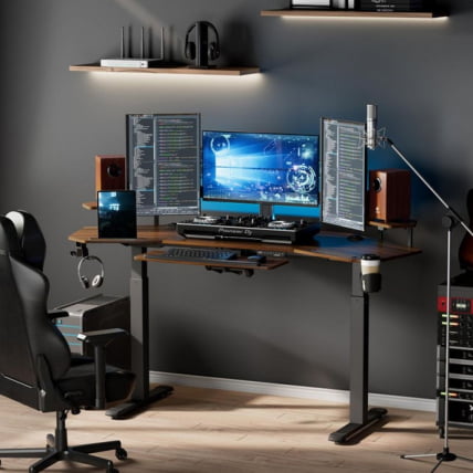Стол для компьютера (для геймеров) с подставкой под клавиатуру и электрической регулировкой по высоте Eureka ERK-ED71-WN_9
