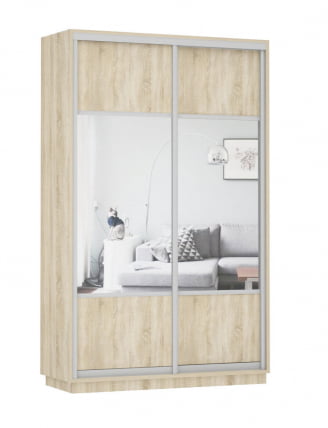 Шкаф-купе двухдверный Экспресс Дуо Комби 1400х2200h Дуб сонома_0