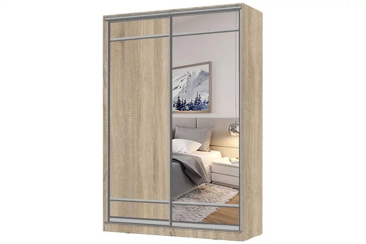 Шкаф-купе 2-х дверный Виктория 1400х584х2300, Дуб сонома светлый 14ДЛЛЛДЗЗЗ-Дсс 310-41_0