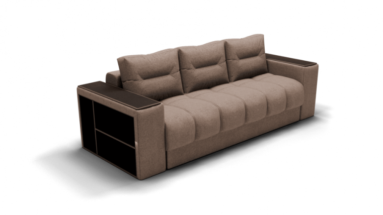 Диван Барон - 1 (ЗР) Цвет фасада: Светло коричневый; Тип: Прямой; Материал фасада: Металл/Велюр_0