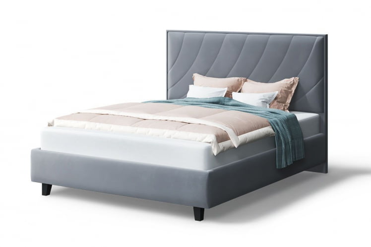 Кровать СОФИЯ 2000*1200мм (на опорах), велюр NEO 25 (серый), (б/основания, б/матраса)_0