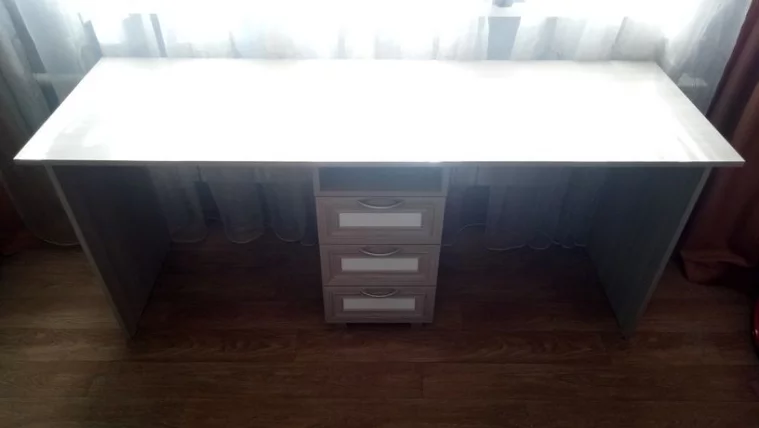 Стол двойной Остин Модуль №13 Ясень шимо светлый/белый_3