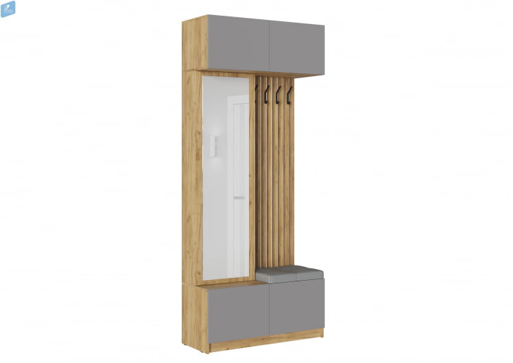 Прихожая БОСТОН дуб крафт золотой/Шифер серый_0