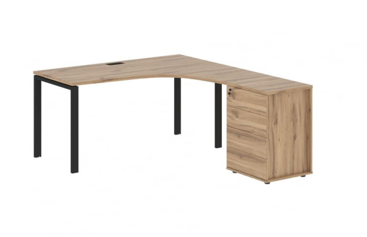 Стол эргономичный с тумбой правый EDIS EUCET 1518 R Дуб Денвер светлый Черный_0