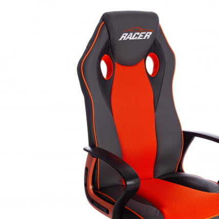 Кресло RACER кож/зам/ткань, металлик/оранжевый, 36/07_8