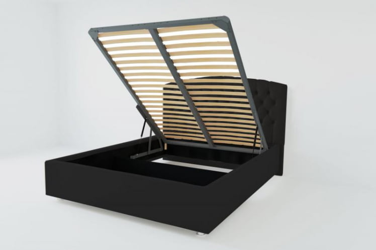 Мягкая интерьерная кровать &куот;Берлин&куот; с подъемным механизмом Материал фасада: Искусственная кожа; Спальное место: 1400х2000 мм; Цвет фасада: Кольт Ч; Цвет корпуса: Кольт Ч / "Берлин"_0