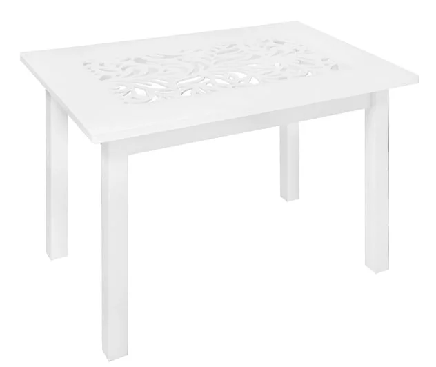Стол обеденный Прямоуг. ажур ноги Мажор Р-3 белая ЛДСП белый_0