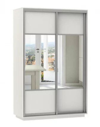 Шкаф-купе двухдверный Экспресс Дуо Комби 1400х2200h Белый снег_0