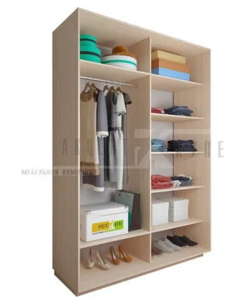 Шкаф-купе 2-х дверный Акцент-Сим ДЗ 1400х600  Ясень шимо светлый_1