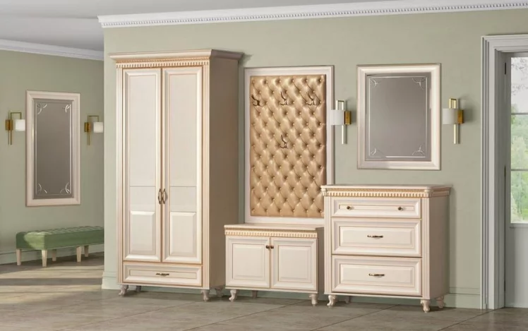 Комплект мебели для прихожей Марлен №10 Кремовый белый Патина_0