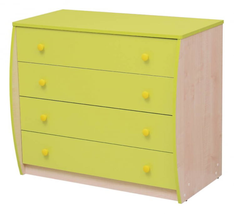 Комод с 4-мя ящиками Юниор-11.3 Дуб молочный/Ярко-розовый_0