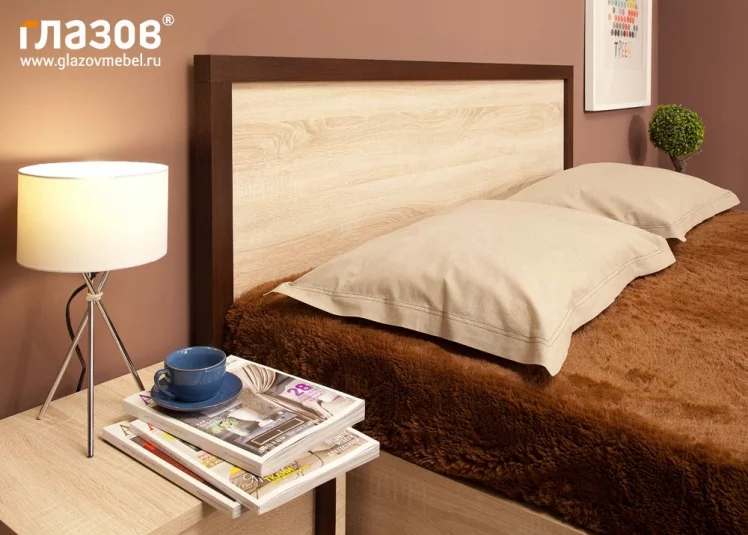 Кровать (1600) BAUHAUS 2 Дуб Сонома/Орех шоколадный(спальня)_4