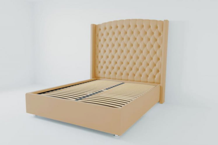 Мягкая интерьерная кровать "Берлин Люкс" с ортопедическими латами (металл) Материал фасада: Искусственная кожа; Спальное место: 1600х2000 мм; Цвет фасада: Бежевый; Цвет корпуса: Бежевый _0
