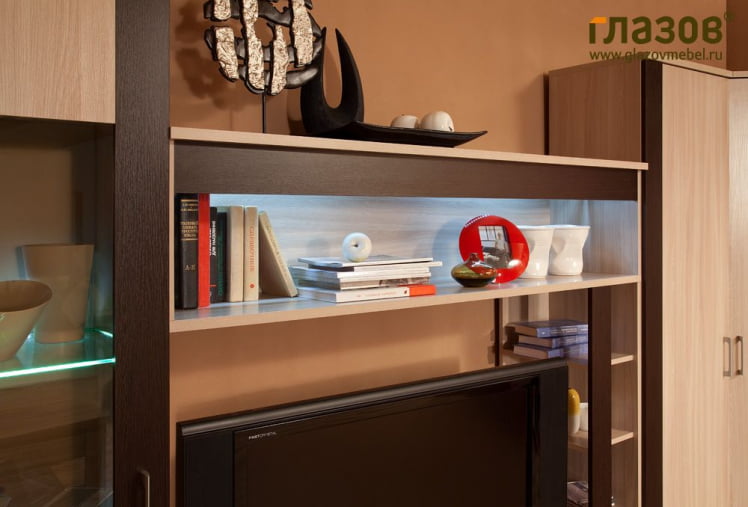 Гостиная композиция 6 Berlin Ясень Шимо светлый/Шоколад Глянец_3