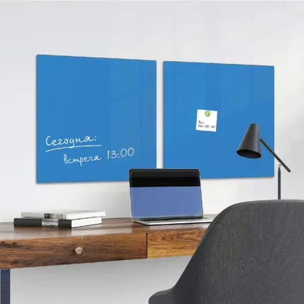 Доска магнитно-маркерная стеклянная BRAUBERG 45х45 см Синяя_1