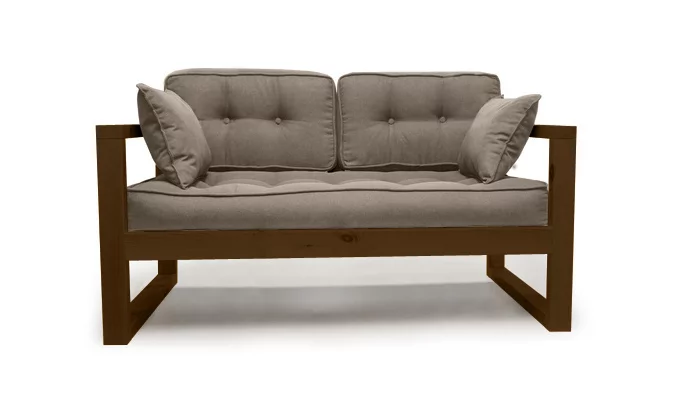 Диван двухместный DEmoku Д-2 бежевый-темный дуб_0