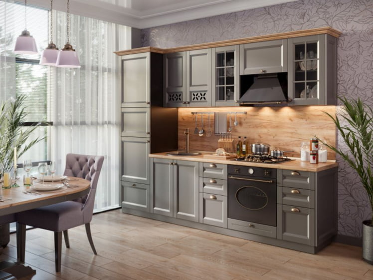 Тумба кухонная 200 бутылочница Амели-3 ЛД 299.100.000.014 Черный Оникс серый_2