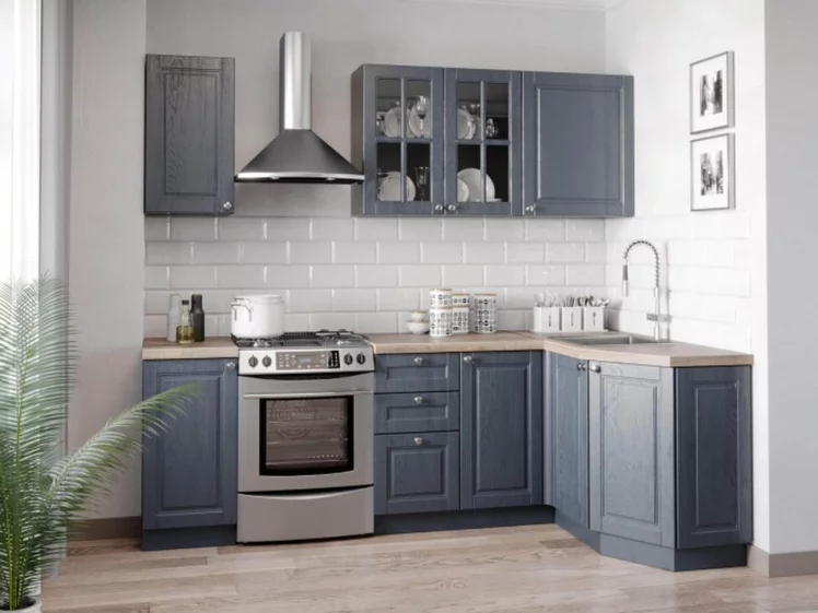 Шкаф кухонный 500 со стеклом Тип 2 Мокка ЛД 274.340.000.155 Черный Дуб фактурный антрацит_2