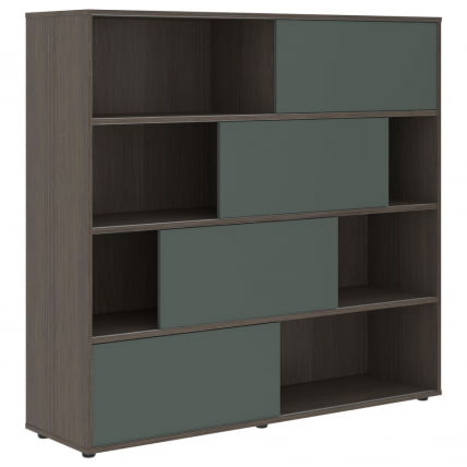 Стеллаж со слайд-дверьми VELION VMCS 1615 Нефрит Дуб Сильвер_0