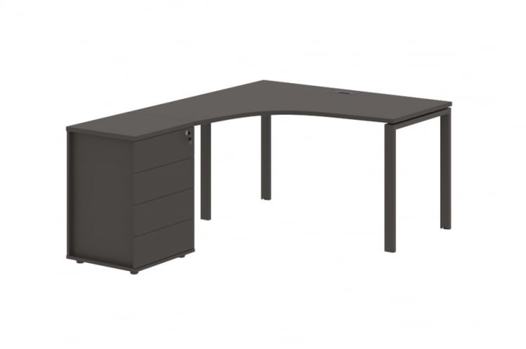 Стол эргономичный с тумбой левый EDIS EUCET 1318 L Мокко_0