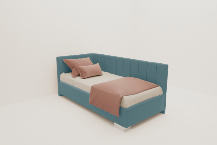 ДЕТСКАЯ МЯГКАЯ ИНТЕРЬЕРНАЯ КРОВАТЬ ТЕРРА С ОРТОПЕДИЧЕСКИМ ОСНОВАНИЕМ (BERHOUSE) Цвет фасада: Голубой; Материал фасада: Металл/Велюр; Спальное место: 1200х1900_0