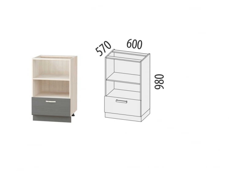 Напольный шкаф высокий под встраиваемую технику Графит 74.74 Сосна Астрид/Ваниль/Графит_1